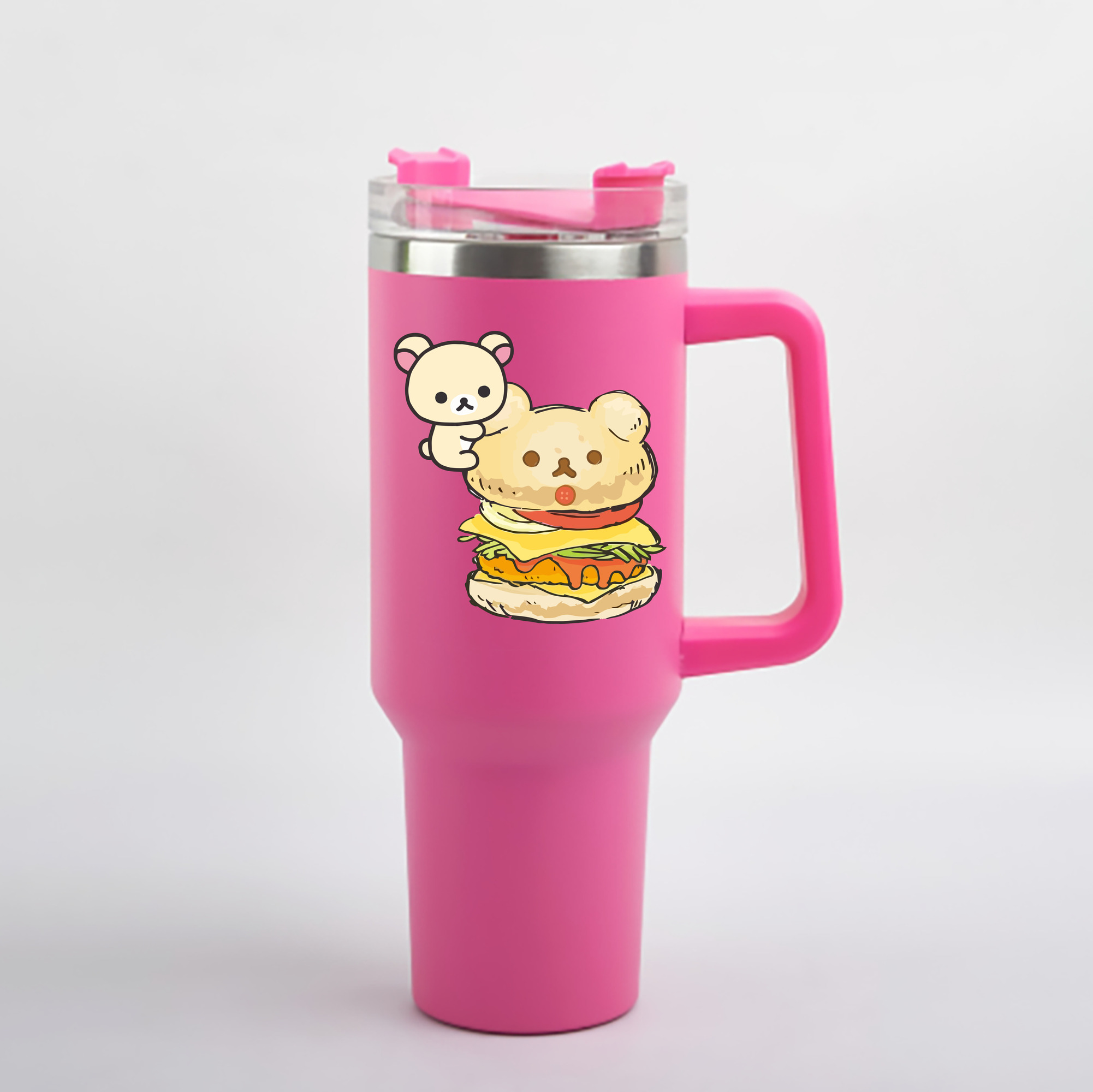 （画像用） リラックマ リラックマ キイロイトリ Rilakkuma Korilakkuma Kiiroitori 1200mL車用タンブラー - クリスタルステッカー（プラスチックストロー付き）